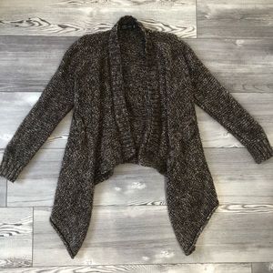 Zara Brown Asymmetrical open front sweater, Med.